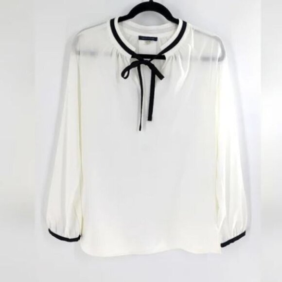 Tommy Hilfiger Tie Front White Blouse Long Sleeves Size S - Picture 1 of 3